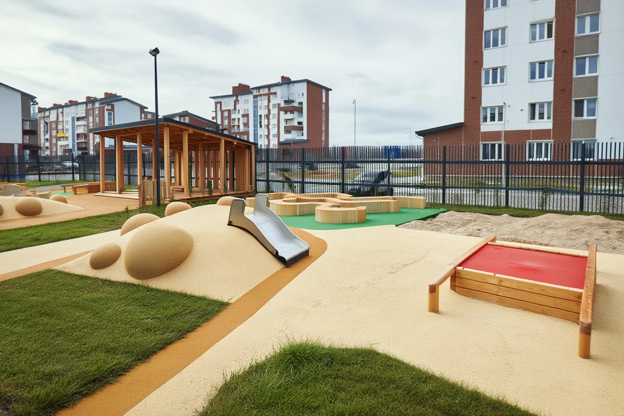 Сколько служит геопластика на детских площадках в Первоуральске?